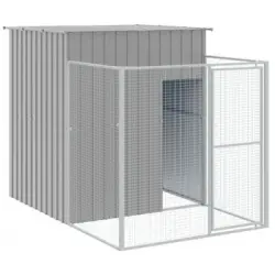 Caseta Perros Corral Acero Galvanizado Gris Claro 165x251x181cm Vidaxl