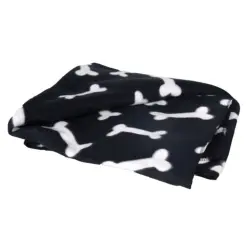 Flamingo Manta negra con estampado de huesos para mascotas