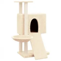 Rascador Para Gatos Con Postes De Sisal Crema 96 Cm Vidaxl