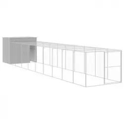 Caseta Perro Corral Acero Galvanizado Gris Claro 214x1069x181cm Vidaxl