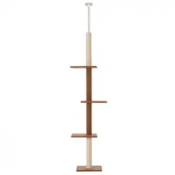 Árbol Gato De Madera Aglomerado Sisal Felpa 43x27x260cm-pawhut.marrón