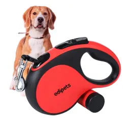 Edipets correa extensible con sistema de frenado rojo para perros