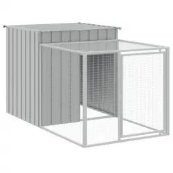 Gallinero Con Corral Acero Galvanizado Gris Claro 110x201x110cm Vidaxl