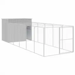 Caseta Perros Corral Acero Galvanizado Gris Claro 214x661x181cm Vidaxl