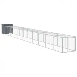 Gallinero Con Corral Acero Galvanizado Gris 110x1221x110 Cm Vidaxl