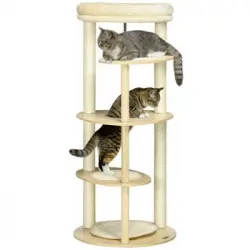 Árbol Para Gatos De Madera Pino Felpa Sisal Ø54x123,5cm-pawhut. Roble