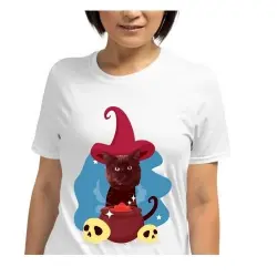 Mascochula camiseta mujer el brujo personalizada con tu mascota blanco