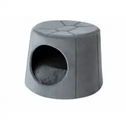 Caseta Y Cama Para Perro 2en1 Con Almohada Turtle R1 59x59x48 Gris