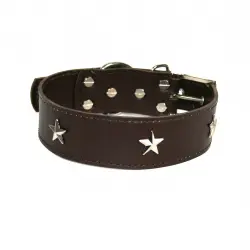 COLLAR DE PIEL MARRON CON  ESTRELLA