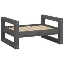 Cama Para Perros Madera Maciza De Pino Gris 55,5x45,5x28 Cm Vidaxl