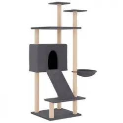 Rascador Para Gatos Con Postes De Sisal Gris Oscuro 153 Cm Vidaxl