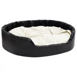 Cama De Perros Felpa Y Cuero Sintético Negro Beige 99x89x21 Cm Vidaxl