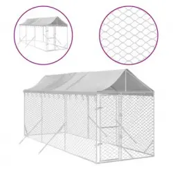 Perrera De Exterior Con Toldo Acero Galvanizado Plata 2x6x2,5 M Vidaxl