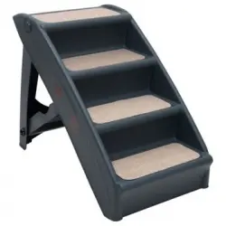 Escalera Para Perros Plegable De 4 Peldaños Gris Oscuro Vidaxl