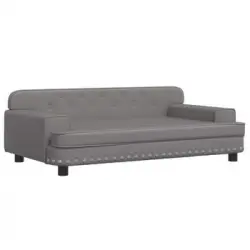 Cama Para Perros De Cuero Sintético Gris 90x53x30 Cm Vidaxl