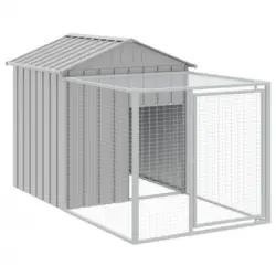 Gallinero Con Corral Acero Galvanizado Gris Claro 117x201x123cm Vidaxl