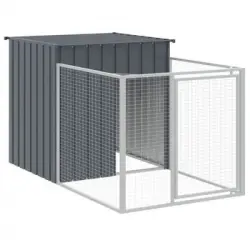 Caseta Perros Con Corral Acero Galvanizado Gris 110x201x110 Cm Vidaxl