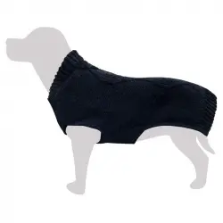 Jersey de punto trenzado negro para perros, Tallas 35 cm