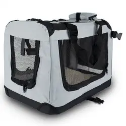 Transportín Para Perros Gatos Mascotas | Talla S | 35cm X 53cm X 9cm | Plegable | Gris | Balú | Mobiclinic