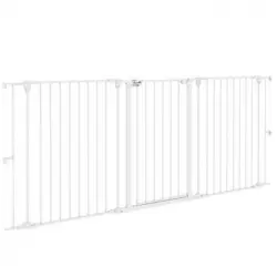 Barrera Para Perros Plegable De Acero Plástico 206x90cm-pawhut.blanco