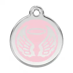 Placa identificativa Acero Inoxidable Esmalte Alas Angel Rosa para perros