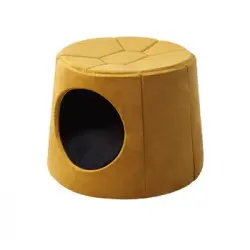 Caseta Y Cama Para Perro 2en1 Con Almohada Turtle R2 67x67x51 Amarillo