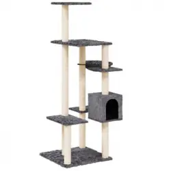 Rascador Para Gatos Con Postes De Sisal Gris Oscuro 142 Cm Vidaxl