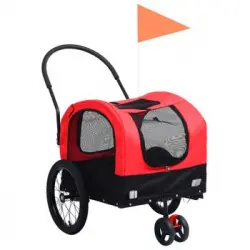 Remolque De Bicicleta De Mascotas Y Carrito 2 En 1 Rojo Y Negro Vidaxl