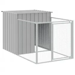 Caseta Peroos Corral Acero Galvanizado Gris Claro 110x201x110cm Vidaxl