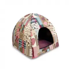 Cueva iglu corazones y rayas para perros y gatos 45x45x40, 0.47 kg