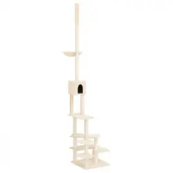 Árbol Rascador Para Gatos De Suelo A Techo Crema 268,5-294,5 Cm Vidaxl