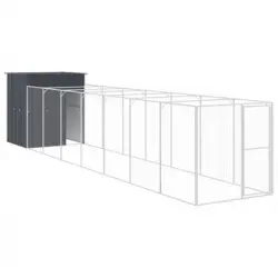 Caseta Perros Con Corral Acero Galvanizado Gris 165x863x181 Cm Vidaxl