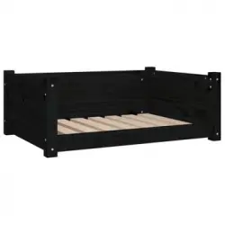 Cama Para Perros Madera Maciza De Pino Negro 75,5x55,5x28 Cm Vidaxl