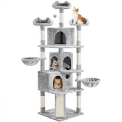 Árbol Rascador Para Gatos Torre Escalador Para 1-3 Gatos Medianos Gris