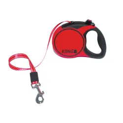 Correa extensible KONG Terrain, roja y negra - XS: hasta 12 kg, cinta de 3 m