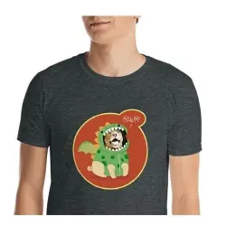 Mascochula camiseta hombre dino personalizada con tu mascota gris oscuro