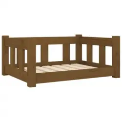 Cama Para Perros Madera Maciza Marrón Miel 65,5x50,5x28 Cm Vidaxl