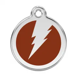 Placa identificativa Acero Inoxidable Esmalte Rayo Marron para perros