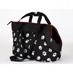 Bolsa De Transporte Para Perro O Gato Talla R2 25x50x27 Negro Huellas