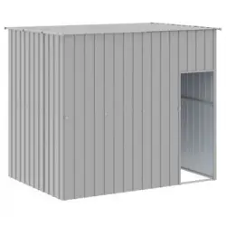 Caseta Perros Tejado Acero Galvanizado Gris Claro 214x153x181cm Vidaxl