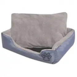 Cama Para Perro Con Cojín Acolchado Talla L Gris Vidaxl