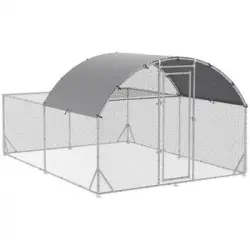 Gallinero De Acero Galvanizado Pe 380x280x195 Cm-pawhut. Plata