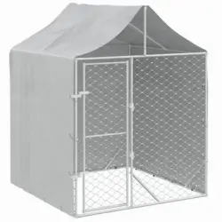 Perrera De Exterior Con Toldo Acero Galvanizado Plata 2x2x2,5 M Vidaxl