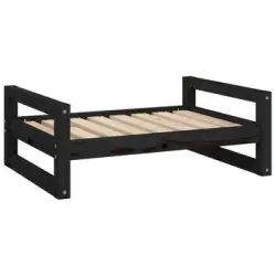 Cama Para Perros Madera Maciza De Pino Negro 75,5x55,5x28 Cm Vidaxl