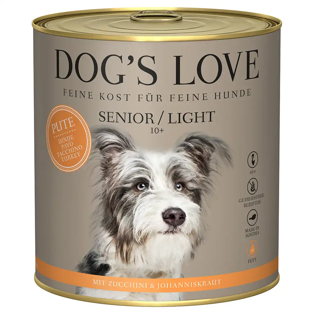 Dog's Love Senior/Light Pavo comida húmeda para perros - 6 x 800 g