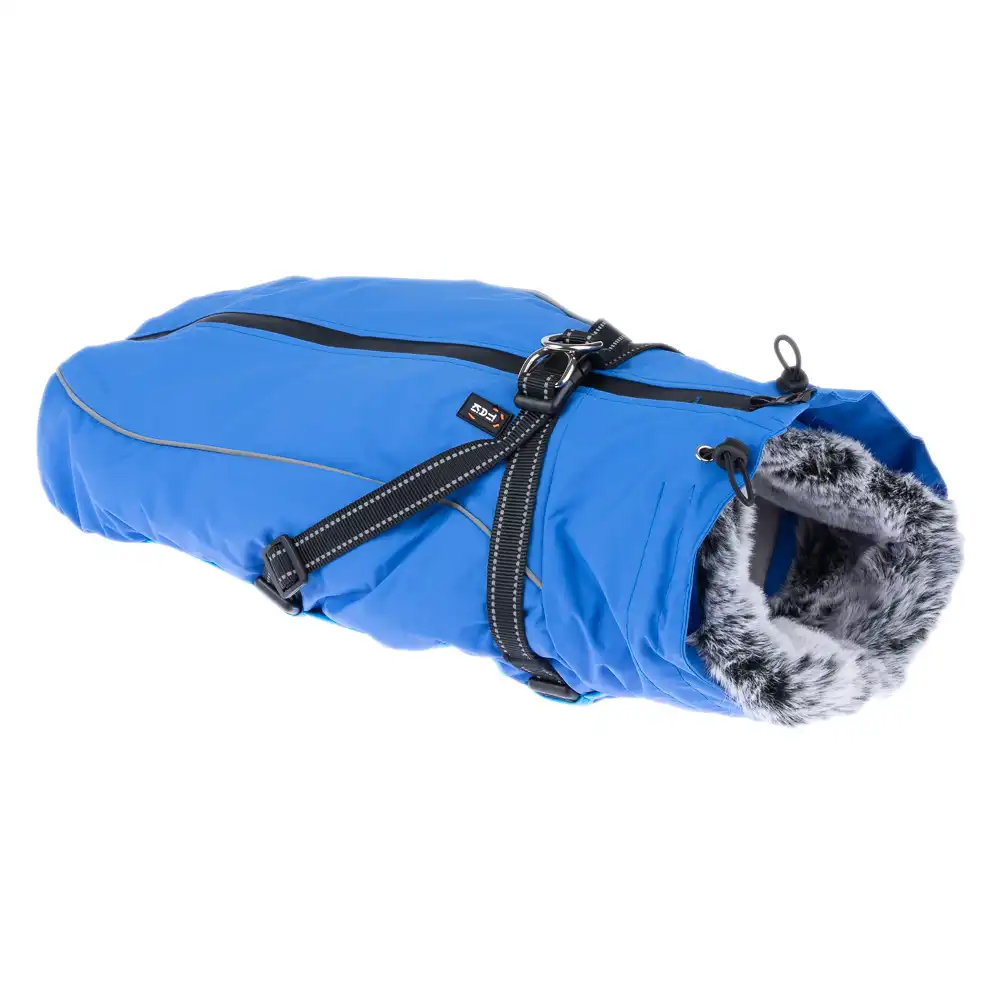 TIAKI Arkon azul abrigo con arnés para perros - 60 cm aprox. de longitud dorsal