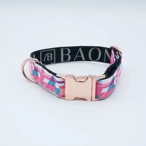 Baona collar qawra rosa para perros