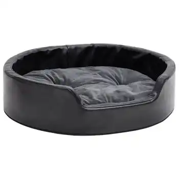 Cama De Perros Felpa Y Cuero Sintético Gris Oscuro 69x59x19 Cm Vidaxl