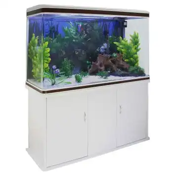 Acuario De 300l Con Mueble Blanco, Accesorios Y Grava Blanca