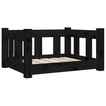 Cama Para Perros Madera Maciza De Pino Negro 55,5x45,5x28 Cm Vidaxl